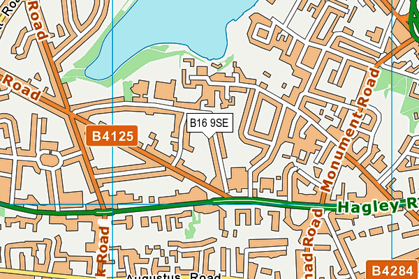 B16 9SE map - OS VectorMap District (Ordnance Survey)