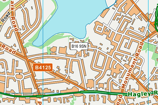 B16 9SN map - OS VectorMap District (Ordnance Survey)