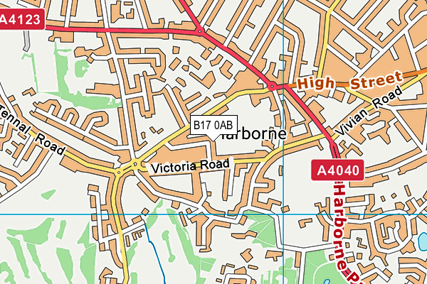 B17 0AB map - OS VectorMap District (Ordnance Survey)