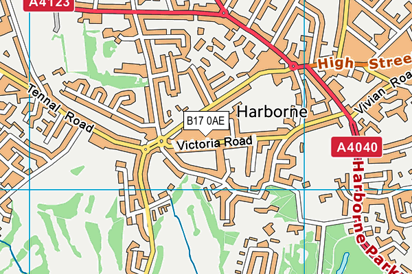 B17 0AE map - OS VectorMap District (Ordnance Survey)