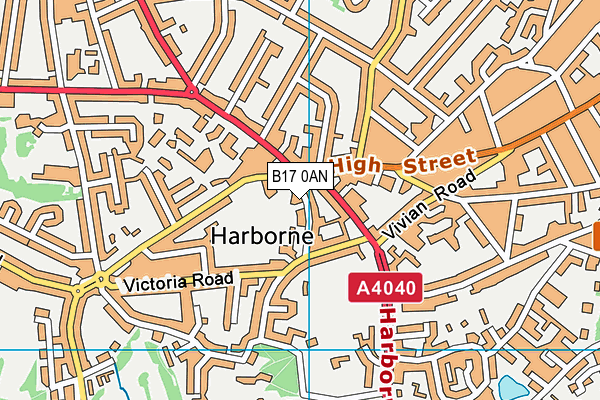 B17 0AN map - OS VectorMap District (Ordnance Survey)