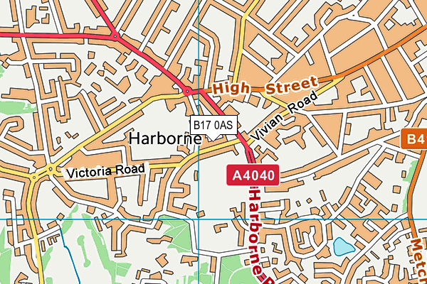 B17 0AS map - OS VectorMap District (Ordnance Survey)