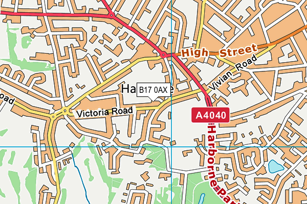 B17 0AX map - OS VectorMap District (Ordnance Survey)