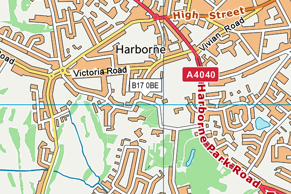Harborne Cricket Club map (B17 0BE) - OS VectorMap District (Ordnance Survey)