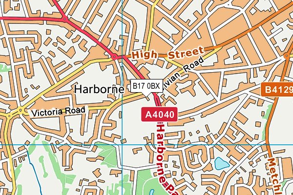 B17 0BX map - OS VectorMap District (Ordnance Survey)