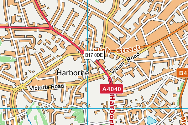 B17 0DE map - OS VectorMap District (Ordnance Survey)