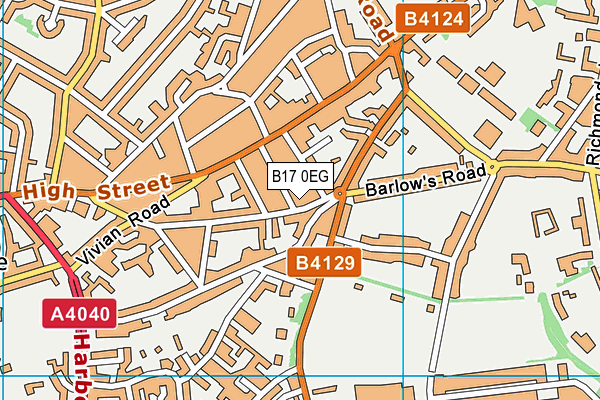 B17 0EG map - OS VectorMap District (Ordnance Survey)