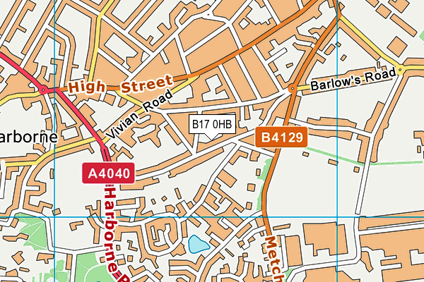B17 0HB map - OS VectorMap District (Ordnance Survey)