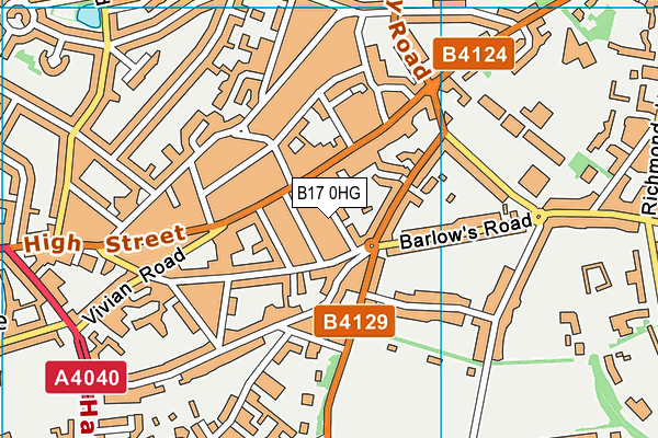 B17 0HG map - OS VectorMap District (Ordnance Survey)
