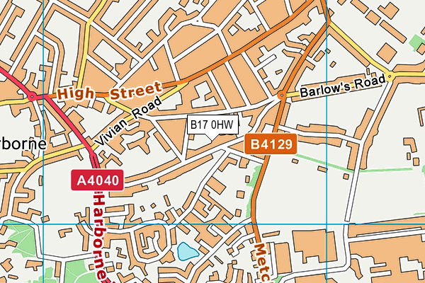 B17 0HW map - OS VectorMap District (Ordnance Survey)