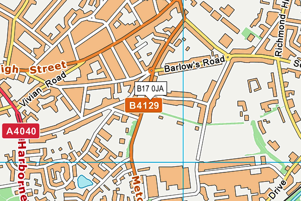 B17 0JA map - OS VectorMap District (Ordnance Survey)