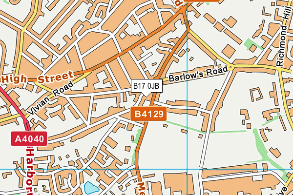 B17 0JB map - OS VectorMap District (Ordnance Survey)