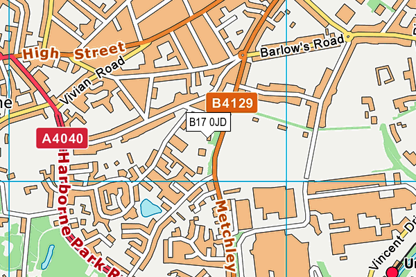 B17 0JD map - OS VectorMap District (Ordnance Survey)