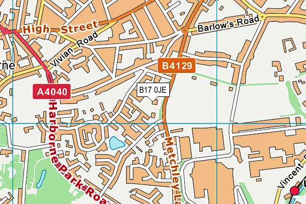 B17 0JE map - OS VectorMap District (Ordnance Survey)