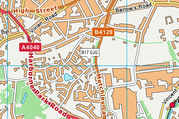 B17 0JG map - OS VectorMap District (Ordnance Survey)