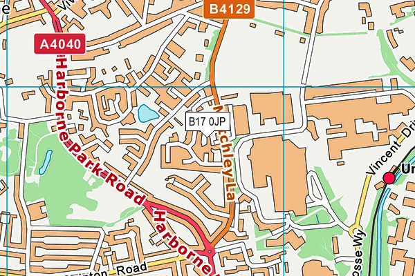 B17 0JP map - OS VectorMap District (Ordnance Survey)