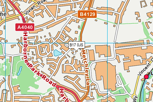 B17 0JS map - OS VectorMap District (Ordnance Survey)