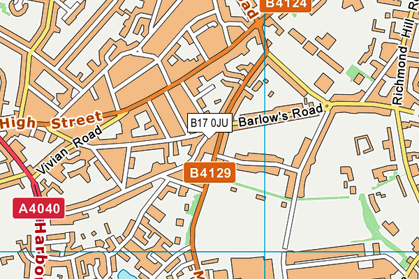 B17 0JU map - OS VectorMap District (Ordnance Survey)