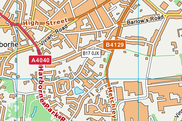 B17 0JX map - OS VectorMap District (Ordnance Survey)
