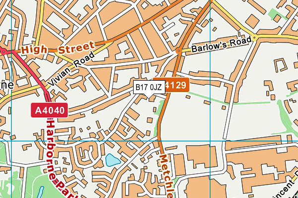 B17 0JZ map - OS VectorMap District (Ordnance Survey)