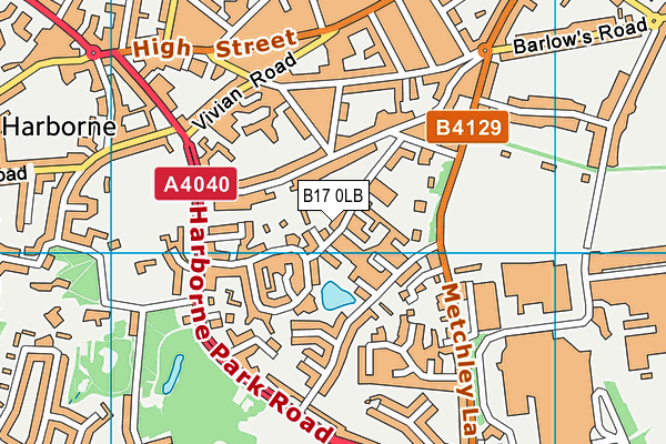 B17 0LB map - OS VectorMap District (Ordnance Survey)