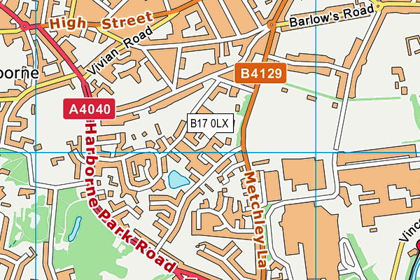 B17 0LX map - OS VectorMap District (Ordnance Survey)