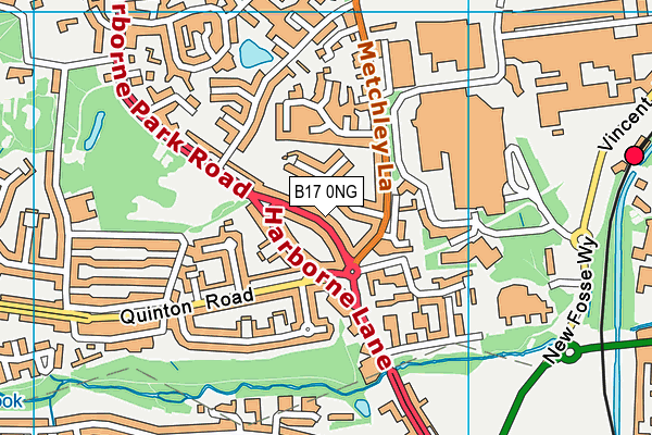 B17 0NG map - OS VectorMap District (Ordnance Survey)