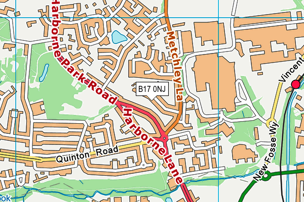 B17 0NJ map - OS VectorMap District (Ordnance Survey)
