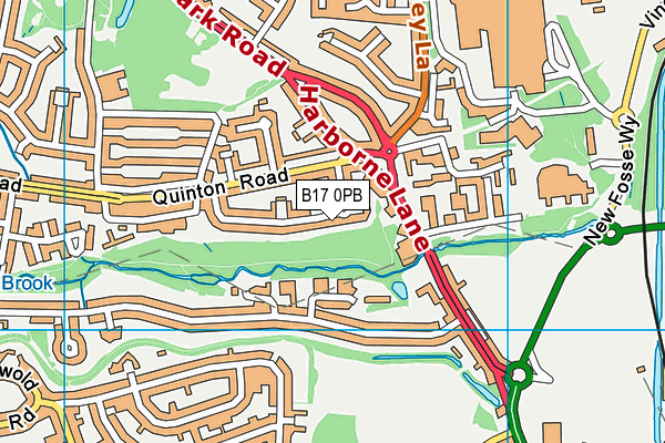 B17 0PB map - OS VectorMap District (Ordnance Survey)