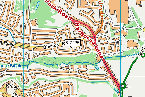 B17 0PE map - OS VectorMap District (Ordnance Survey)