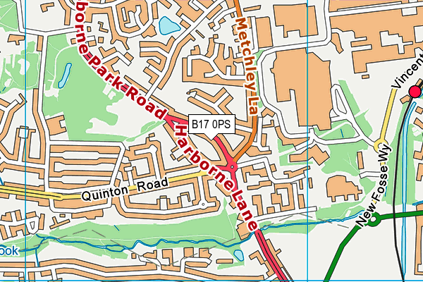 B17 0PS map - OS VectorMap District (Ordnance Survey)