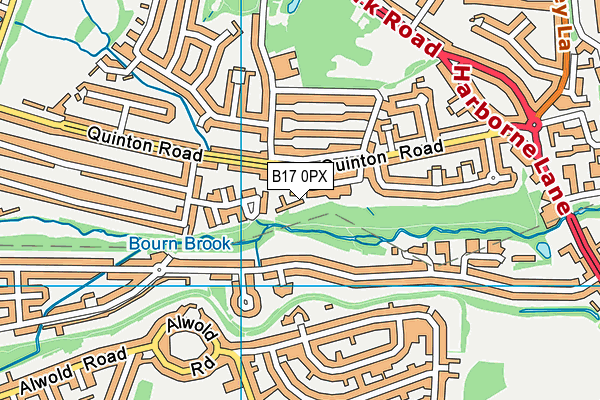 B17 0PX map - OS VectorMap District (Ordnance Survey)