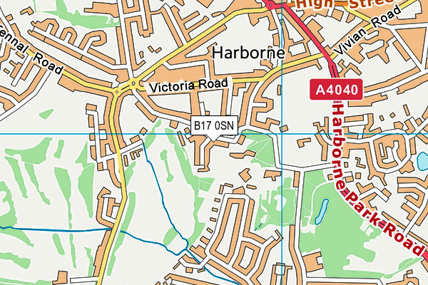 Harborne Church Farm Golf Course map (B17 0SN) - OS VectorMap District (Ordnance Survey)