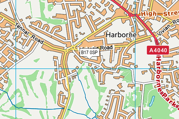 B17 0SP map - OS VectorMap District (Ordnance Survey)