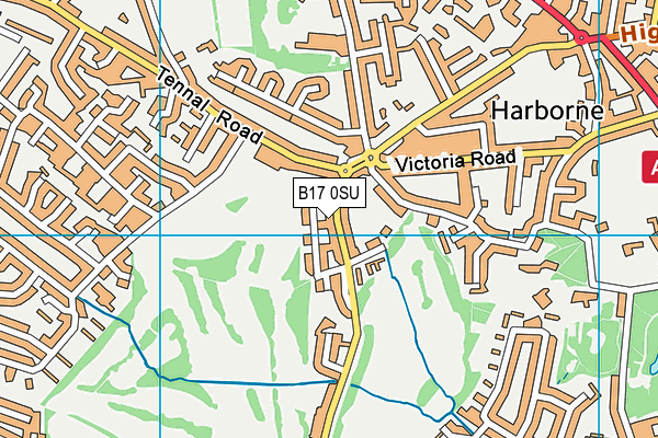 B17 0SU map - OS VectorMap District (Ordnance Survey)
