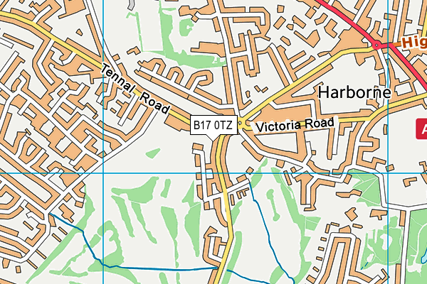 B17 0TZ map - OS VectorMap District (Ordnance Survey)