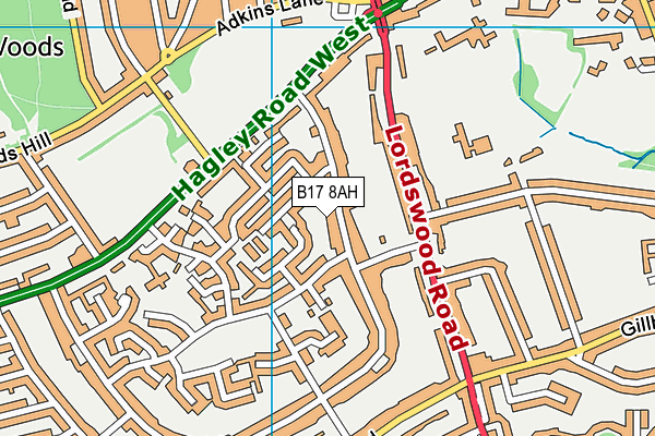 B17 8AH map - OS VectorMap District (Ordnance Survey)