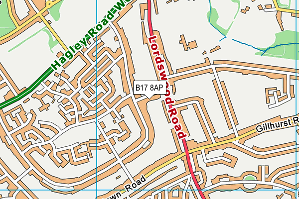 B17 8AP map - OS VectorMap District (Ordnance Survey)