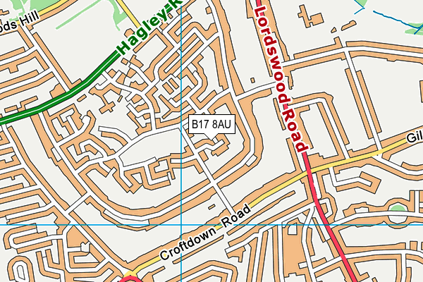 B17 8AU map - OS VectorMap District (Ordnance Survey)