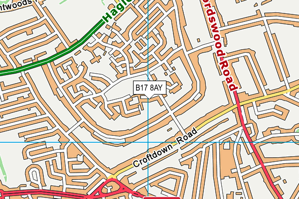 B17 8AY map - OS VectorMap District (Ordnance Survey)