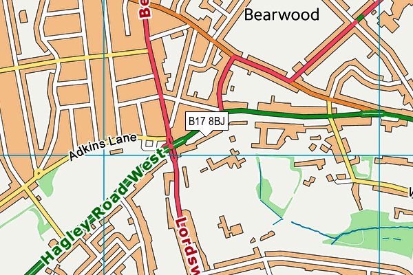 Lordswood Boys School (Closed) map (B17 8BJ) - OS VectorMap District (Ordnance Survey)