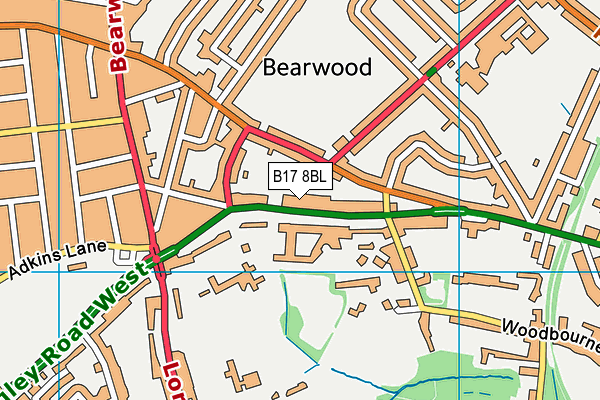 B17 8BL map - OS VectorMap District (Ordnance Survey)