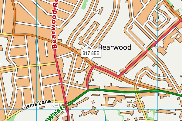 B17 8EE map - OS VectorMap District (Ordnance Survey)