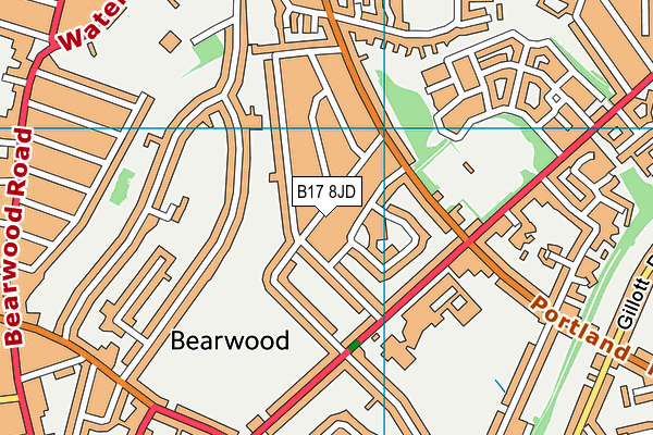 B17 8JD map - OS VectorMap District (Ordnance Survey)