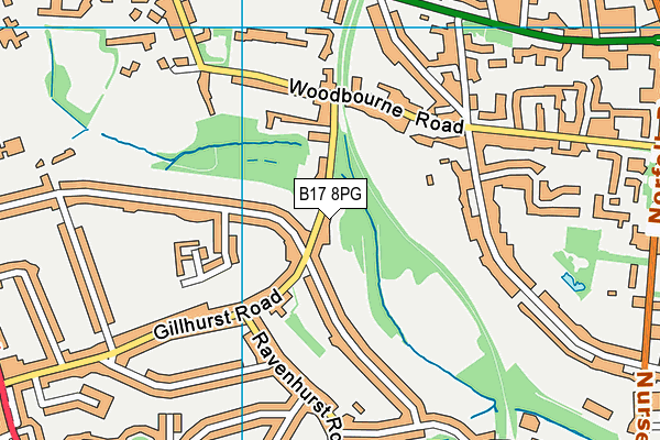 B17 8PG map - OS VectorMap District (Ordnance Survey)