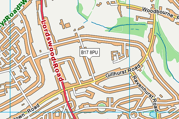 B17 8PU map - OS VectorMap District (Ordnance Survey)