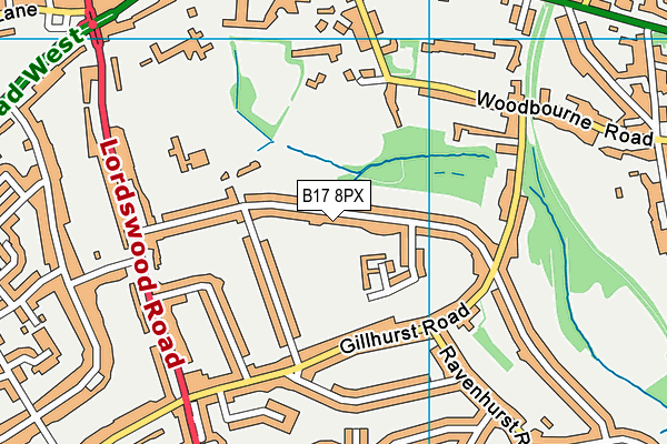 B17 8PX map - OS VectorMap District (Ordnance Survey)