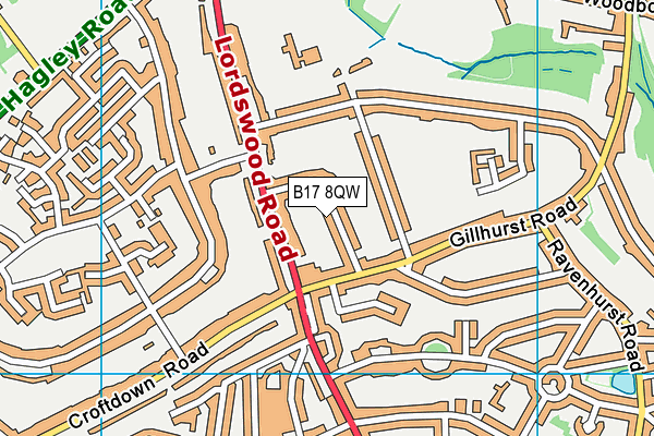 B17 8QW map - OS VectorMap District (Ordnance Survey)