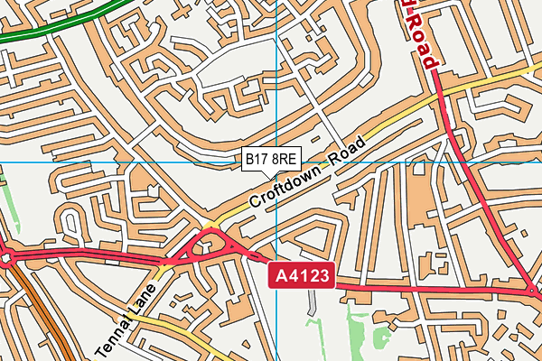 B17 8RE map - OS VectorMap District (Ordnance Survey)