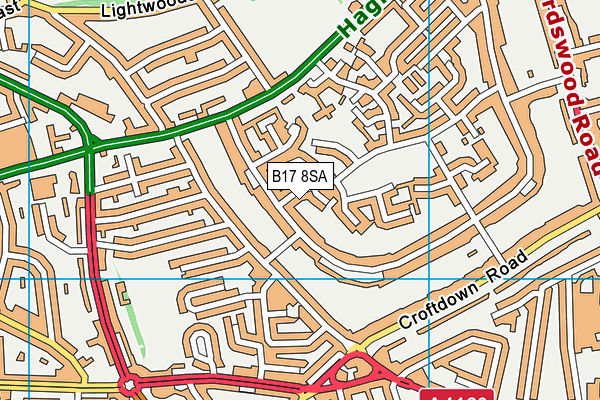 B17 8SA map - OS VectorMap District (Ordnance Survey)